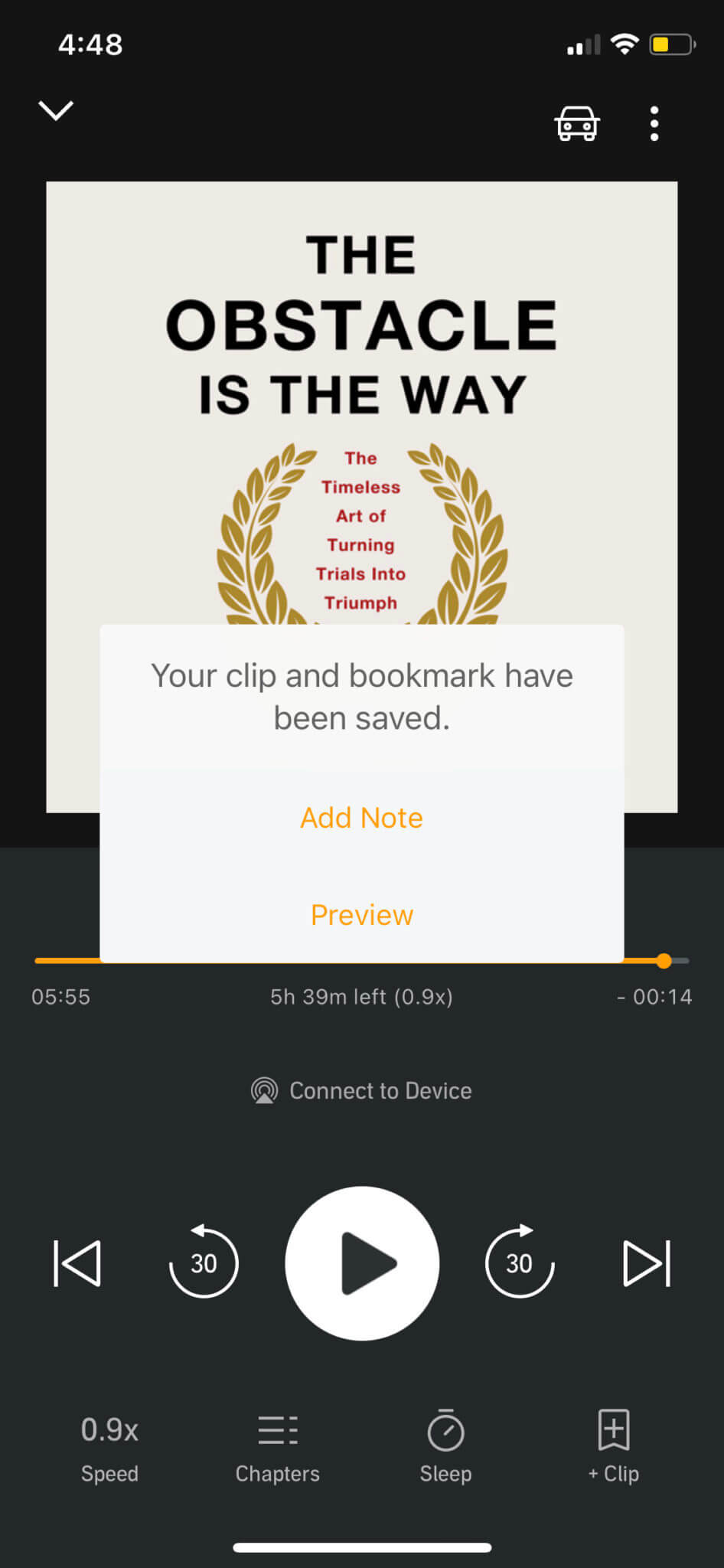 Audible Audio Clip and Bookmark